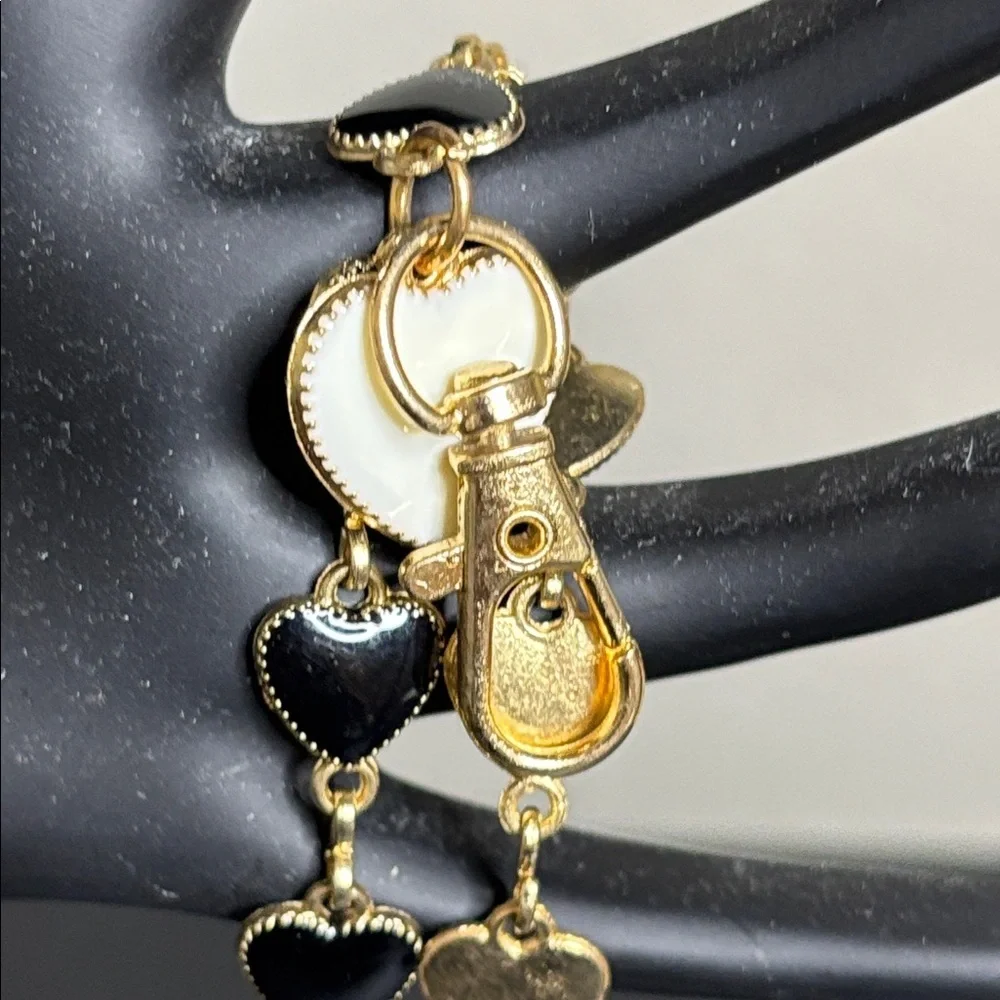 Chic Gold and Black Heart Charm Key Chaim Purse Charm